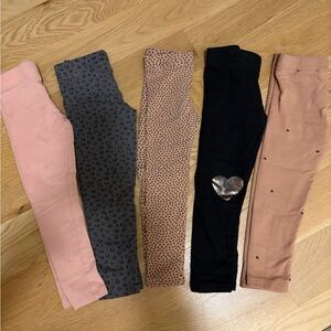 H&M Girls' Multi-Pack Leggings in Pink, Gray, Taupe, Black